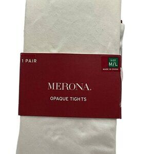 Merona Opaque Tights M/L Nylon/Spandex White